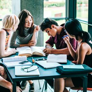 College students working on schoolwork