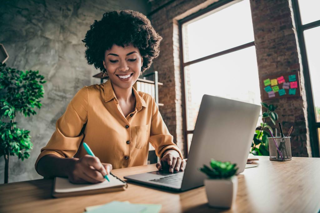 Woman taking online training