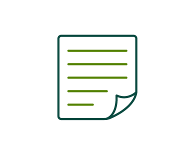 Green line icon of report paper