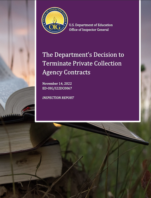 Cover of Department Decision to Terminate PCA Contracts
