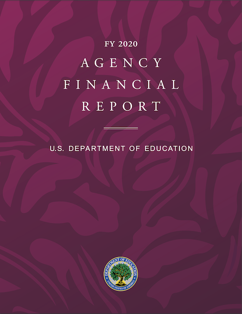 Cover of Department of Education FY 2020 Agency Financial Report