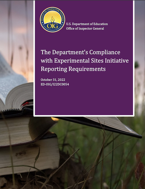 Cover of Dept Compliance with Experimental Sites Initiative