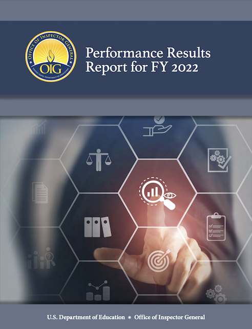 Cover of ED OIG Performance Results Report for FY 2022