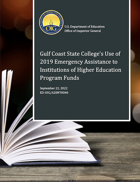 Cover of Gulf Coast State College Use of 2019 Emergency Assistance Funds