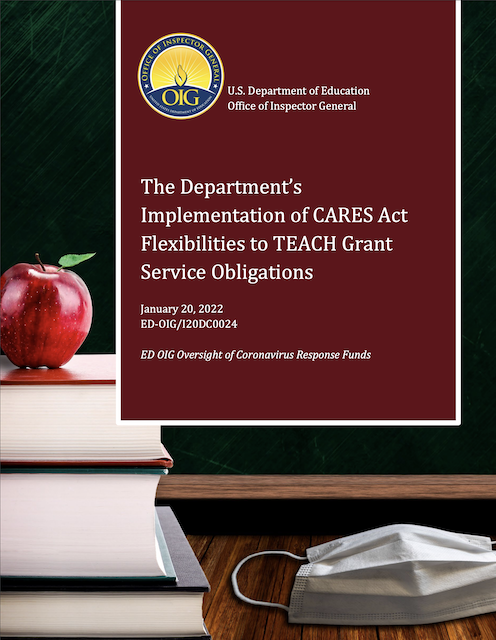 Cover of The Department’s Implementation of CARES Act Flexibilities to TEACH Grant Service Obligations 