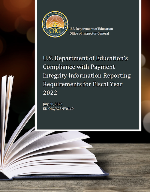 Cover of U.S. Department of Education’s Compliance with Improper Payment Reporting Requirements for Fiscal Year 2022