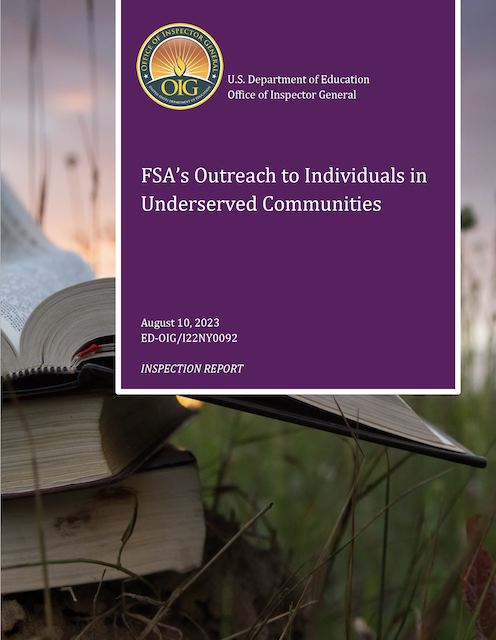 Cover of FSA’s Outreach to Individuals in Underserved Communities