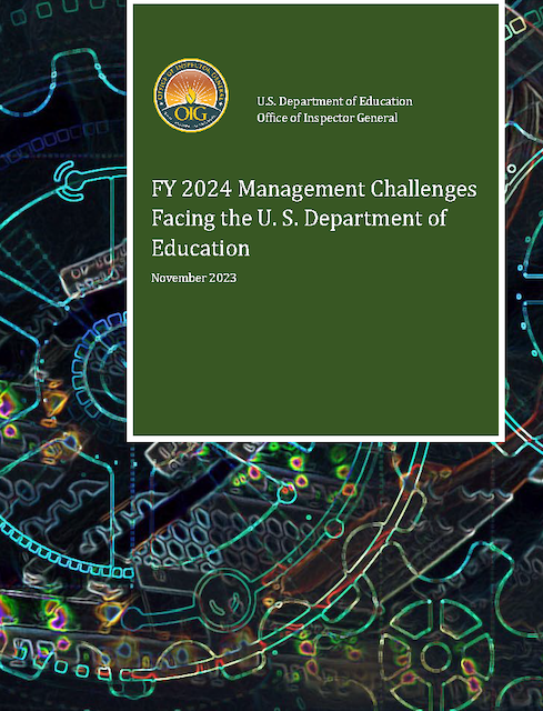 Cover of FY 2024 Management Challenges Facing the U.S. Department of Education 