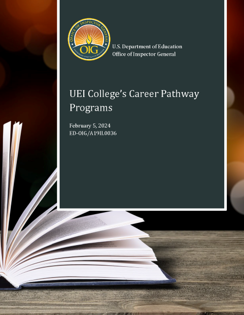 Cover of UEI College's Career Pathways Programs Audit Report