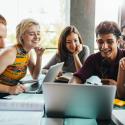 College students working on schoolwork